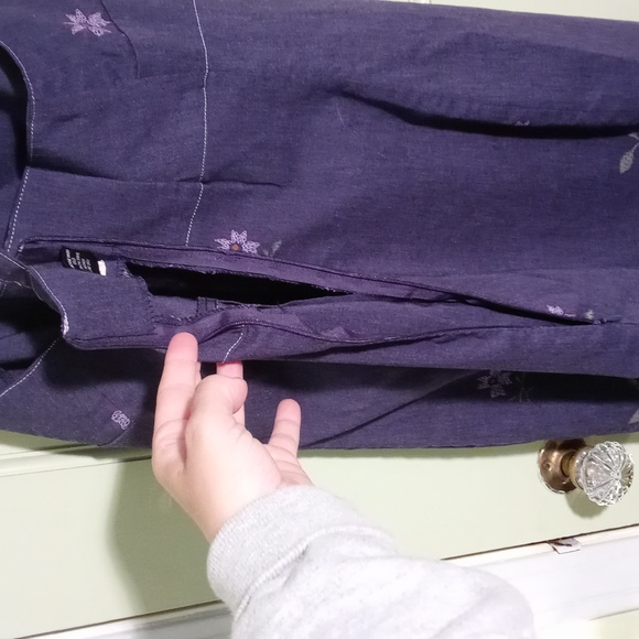 Women's Crossing Pointe faux denim spandex floral print dress 16 - Picture 14 of 14